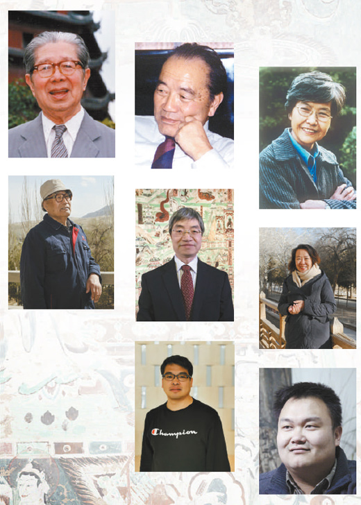 图中人物从左至右,从上至下依次为常书鸿,段文杰,樊锦诗,李云鹤
